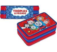 Top Linen (NW) Ltd Kids Official Cartoon & Movie Character 3 Tier Large Full Stationery School Supplies Set - Multi Compartment Pens, Pencils, Markers with Case - Thomas
