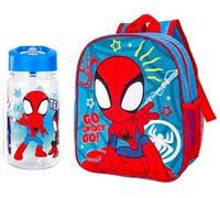 Top Linen (NW) Ltd Spidey 2 Piece School Set - Standard Backpack & 450ml Reusable Water Bottle - Kids School Bag Bundle for School, Nursery, Travel & Everyday Use