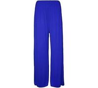Top Linen (NW) Ltd Women Ladies Wide Leg Plazzo Trousers Soft and Loose Fit Stretchable Material Lightweight Plain Plus Size Royal Blue