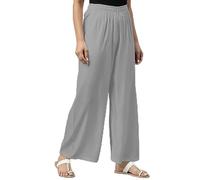 Top Linen (NW) Ltd Women Ladies Wide Leg Plazzo Trousers Soft and Loose Fit Stretchable Material Lightweight Plain Plus Size Silver Grey