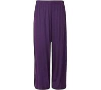 Top Linen (NW) Ltd Women Ladies Wide Leg Plazzo Trousers Soft and Loose Fit Stretchable Material Lightweight Plain Plus Size Purple
