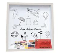 Top Loadable Shadow Keepsake Box with Memorial Travel Collection Box, Travel Archive Box, Shadow Keepsake Box with Wooden Memory Frame for Adventure Tickets Souvenirs Photos Storage