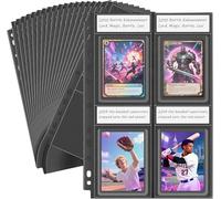 Top Loader Sleeves 4 Pocket, 20 Pack Toploader Binder Pages for 3x4 Baseball Card Protectors, 160 Pockets Trading Card Sleeves Binder Sheets, Hard Plastic Card Storage Sleeves for 3 Ring Binder