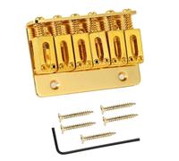 Top Loading Hardtail Fixed Saddle Bridge, For 6 String Guitar Parts, Zinc Alloy for Easy Intonation Adjustment (Golden)