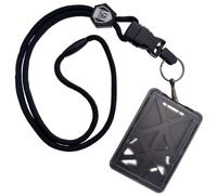 Top Loading Three ID Card Badge Holder with Heavy Duty Lanyard w/Detachable Metal Clip and Key Ring by Specialist ID, Sold Individually (One Holder / 3 Cards Inside) (Black)