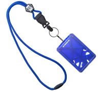 Top Loading Three ID Card Badge Holder with Heavy Duty Lanyard w/Detachable Metal Clip and Key Ring by Specialist ID, Sold Individually (One Holder / 3 Cards Inside) (Royal Blue)
