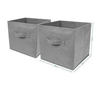 TOP Marques Collectibles 2 x grey large foldable square canvas storage box