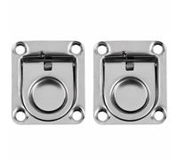 TOP-MAX 2 Pack 304 Stainless Steel Rectangular Recessed Hatch Handle Spring Loaded Flush Lift Pull Ring for Boat Deck Floor Access Panel & Cabinet Door Latch