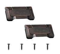 TOP-MAX 2 Pack 74mm Rectangular Zinc Alloy Flush Ring Pull Handle Hidden Concealed Cabinet Furniture Handle for Pocket Doors & Drawers (Black Red Bronze)