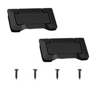 TOP-MAX 2 Pack 74mm Rectangular Zinc Alloy Flush Ring Pull Handle Hidden Concealed Cabinet Furniture Handle for Pocket Doors & Drawers (Black)