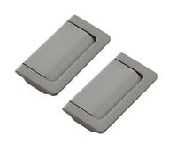 TOP-MAX 2 Pack Zinc Alloy Concealed Flush Pull Handles, Recessed Cabinet & Drawer Grips, 64mm Hole Spacing for Furniture Doors (Pearl Dark Gray)