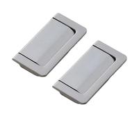 TOP-MAX 2 Pack Zinc Alloy Concealed Flush Pull Handles, Recessed Cabinet & Drawer Grips, 64mm Hole Spacing for Furniture Doors (Pearl Gray)