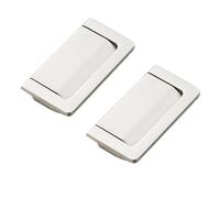 TOP-MAX 2 Pack Zinc Alloy Concealed Flush Pull Handles, Recessed Cabinet & Drawer Grips, 64mm Hole Spacing for Furniture Doors (Brushed)