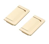 TOP-MAX 2 Pack Zinc Alloy Concealed Flush Pull Handles, Recessed Cabinet & Drawer Grips, 64mm Hole Spacing for Furniture Doors (Brushed Copper-Like)