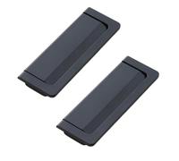 TOP-MAX 2 Pack Zinc Alloy Concealed Flush Pull Handles, Recessed Cabinet & Drawer Grips, 96mm Hole Spacing for Furniture Doors (Black)
