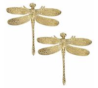 TOP-MAX 2 Pcs Gold Dragonfly Cabinet Knobs, Nature Inspired Cabinet Knobs, 80mm Brushed Brass Effect, Decorative Metal Hardware for Wardrobes and Cupboards, Novelty Drawer Pulls