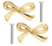 TOP-MAX 2 Pieces Cabinet Knobs, Brass Bow Knot Shape Pull Handle Knob with Screws, Decorative Handles for Drawer Dresser Closet Furniture