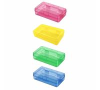 TOP-MAX 4 Pack Stackable Pencil Box, Translucent Hard Plastic Stationery Organiser for School Classroom Office Supplies(Colorful)