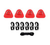 TOP-MAX 4 Pcs D-Ring Patch Kit, Stainless Steel PVC D-Ring Triangle Patch, Bungee Cord and Cord Hooks for Kayak Canoe Inflatable Boat, Red