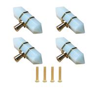 TOP-MAX 4 Pcs Hexagonal Crystal Knobs Wire Wrapped Glass Brass Drawer Pull Cabinet Handle Gold Furniture Hardware for Dresser Kitchen, White