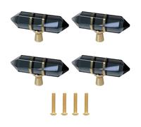 TOP-MAX 4 Pcs Hexagonal Crystal Knobs Wire Wrapped Glass Brass Drawer Pull Cabinet Handle Gold Furniture Hardware for Dresser Kitchen, Black
