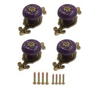 TOP-MAX 4 Pieces Retro Style Cabinet Knobs, Ceramic Pull Handle Knob with Screws, Decorative Handles for Drawer Dresser Closet Furniture [Purple]