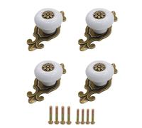 TOP-MAX 4 Pieces Retro Style Cabinet Knobs, Ceramic Pull Handle Knob with Screws, Decorative Handles for Drawer Dresser Closet Furniture [White]