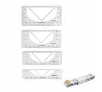 TOP-MAX 4Pcs V-Neck Guides T-Shirt Alignment Ruler Set PVC T-Shirt Centering Tool with Dual-Unit Tape Measure for Home Sewing, Tailors, & Designers