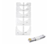 TOP-MAX 5Pcs Curved Guides T-Shirt Alignment Ruler Set PVC T-Shirt Centering Tool with Dual-Unit Tape Measure for Home Sewing, Tailors, & Designers