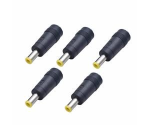 TOP-MAX 5Pcs DC Power Connector Adapter, 5.5x2.1mm Female to 5.0x3.0mm Yellow Tip Male Barrel Jack for Laptop PC