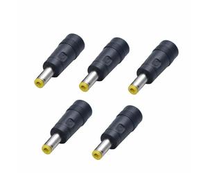 TOP-MAX 5Pcs DC Power Connector Adapter, 5.5x2.1mm Female to 5.5x2.5mm Yellow Tip Male Barrel Jack for Laptop PC