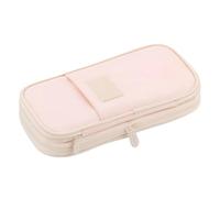 TOP-MAX Big Capacity Pencil Pen Case, Multifunctional Pencil Bag with Compartments, Portable Zip Pen Organizer Pouch for School Office, Macaron Pink