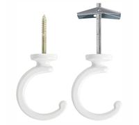 TOP-MAX Large Swag Ceiling Hooks, Sturdy White Hanging Hook with Wall Fixing Hardware, Metal Plant Hangers for Flower Baskets Light Fixtures