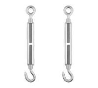 TOP-MAX Pack of 2 M20 Heavy Duty Turnbuckle Wire Tensioner, 304 Stainless Steel Hook & Eye Cable Tensioner Kit for Fence, Garden, Safety Ropes & Outdoor Use