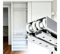 Top Mount Cabinet Sliding Door Track for 2 Doors, Quiet Bypass Hardware | Aluminum Sliding Double Door Rail, Wear Resistant Closet Pocket Door Box Rail, Replacement, Cuttable(Silver,0.9m(3 ft))