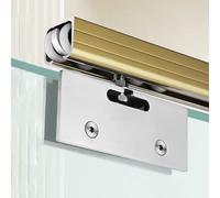 Top Mount Closet Track for Sliding Doors, Glass Pocket Door Rollers Replacement Single Track, Commercial Grade Barn Door Hardware Set for Kitchen(Champagne,4.8m/16ft)