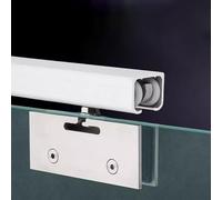Top Mount Closet Track for Sliding Doors, Glass Pocket Door Rollers Replacement Single Track, Commercial Grade Barn Door Hardware Set for Kitchen(Silver,2.4m/8ft)