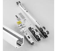 Top Mounted Bypass Door Track with Smooth Rollers, Click to Open Modern Sliding Door Track System, Aluminium Door Hanger Kit Invisible(White,4.0m(13.1ft))