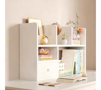 Top-mounted shelf for computer desks, 2-tier multi-purpose shelf for the worktop, space-saving display shelf (White, 60 cm/23.6 inches)