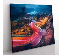 Top of Lombard Street in San Francisco in Abstract Modern Canvas Wall Art Print Ready to Hang, Framed Picture for Living Room Bedroom Home Office Décor, 50x50 cm (20x20 Inch)