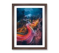 Top Of Lombard Street In San Francisco In Abstract Modern Framed Print | A2 Walnut Framed Wall Art | Ready to Hang | Abstract Cityscape Picture | Living Room Bedroom Lounge Office