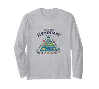 Top of The Elementary: School Food Pyramid Fun Long Sleeve T-Shirt, Adult Unisex, Heather Grey, L