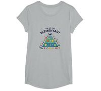 Top of The Elementary: School Food Pyramid Fun T-Shirt, Girls, Heather Grey, Small