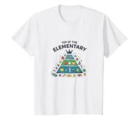 Top of The Elementary: School Food Pyramid Fun T-Shirt, Kids, White, 12 Years