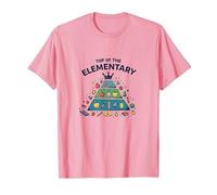 Top of The Elementary: School Food Pyramid Fun T-Shirt, Men, Pink, L
