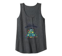 Top of The Elementary: School Food Pyramid Fun Tank Top, Women, Dark Heather Grey, S