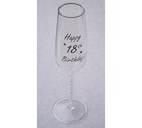top-of-the-glass 18th Birthday Glitzy Girlie Prosecco/Champagne Flute with Crystals