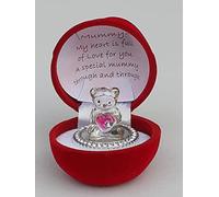 top-of-the-glass MUMMY Gift Red Love Heart Teddy Bear Rose Present MOTHERS Gift Boxed Glass Ornament
