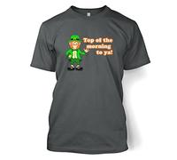 Top Of The Morning Leprechaun Mens T-shirt - Charcoal Small (34/36" Chest)