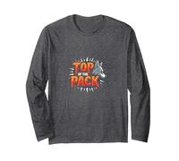 Top of The Pack: Fierce Wolf Leader Emblem Long Sleeve T-Shirt, Adult Unisex, Dark Heather Grey, L
